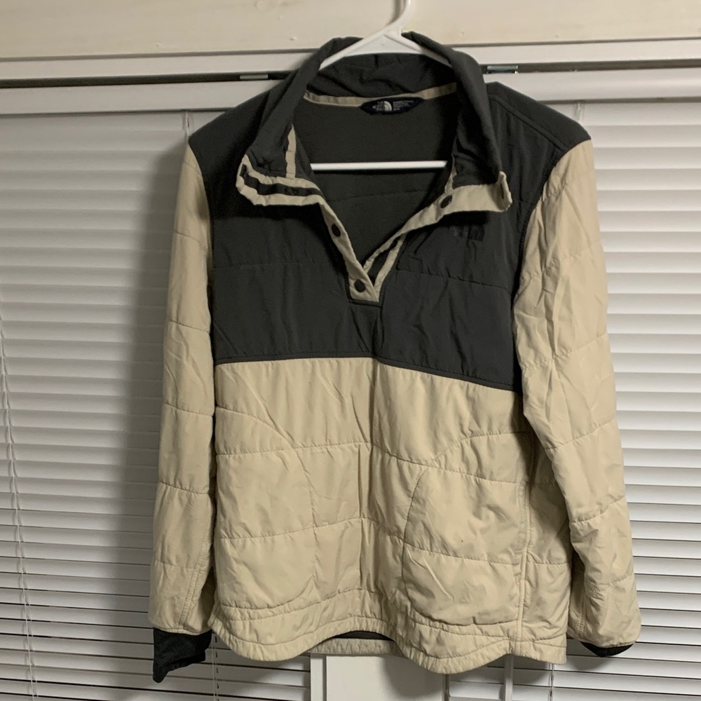 The North Face Gray and Cream Puffer Jacket